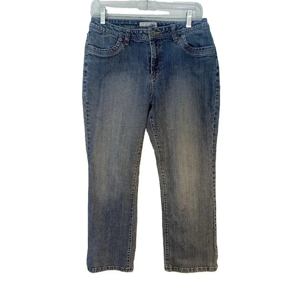 Chico's Platinum Women's Size 1.5 Short Blue Denim Straight Leg Stretch Jeans